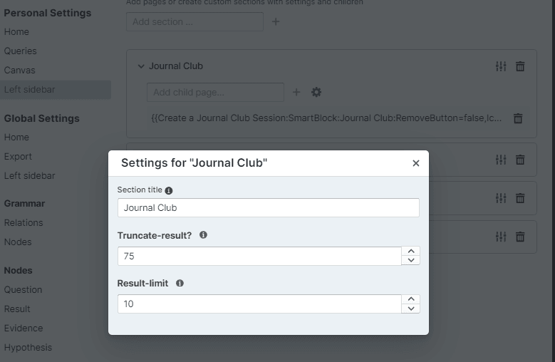 sidebar settings